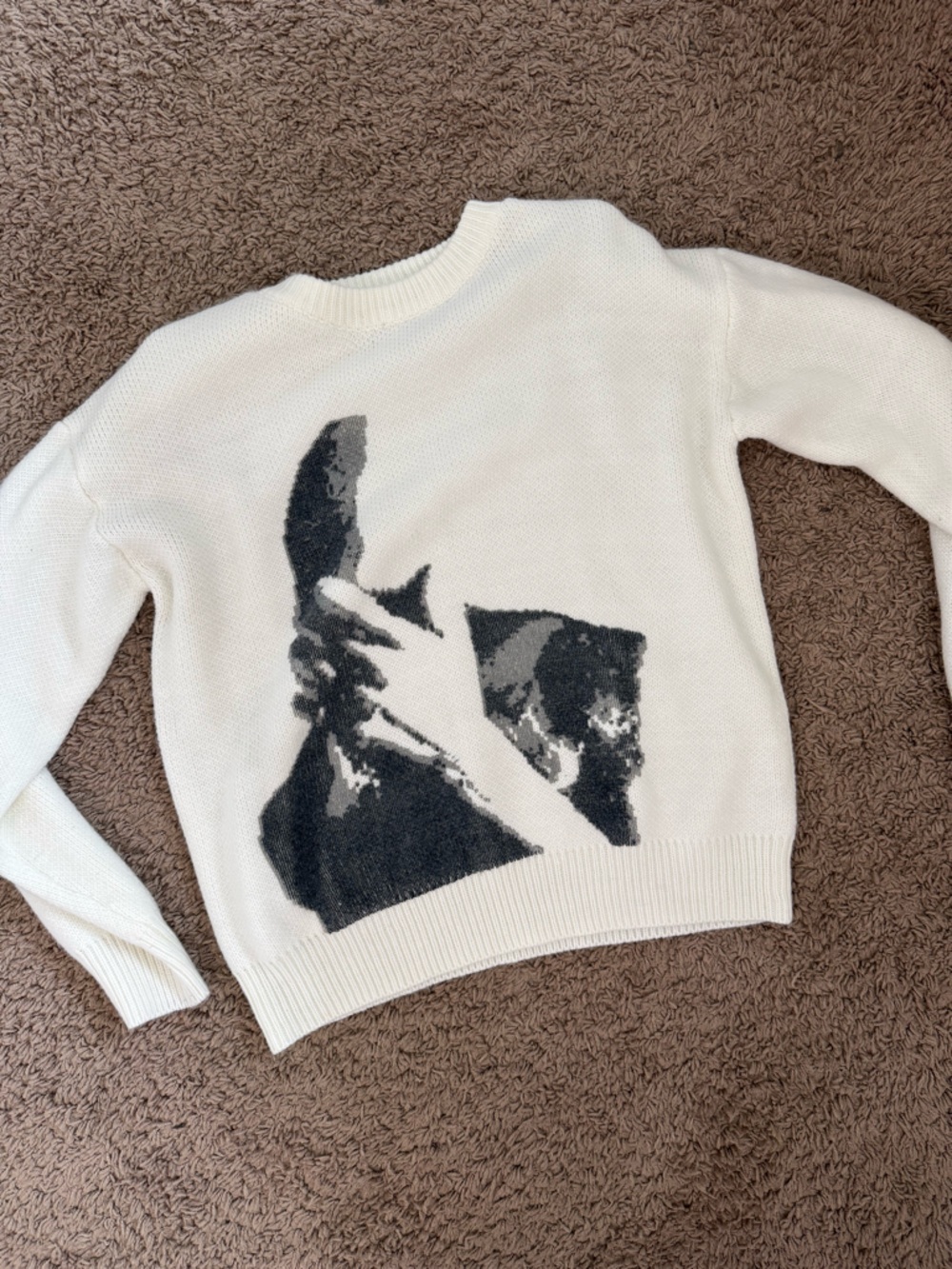 Frank Ocean Cream Graphic Crewneck Sweater with Black Accent